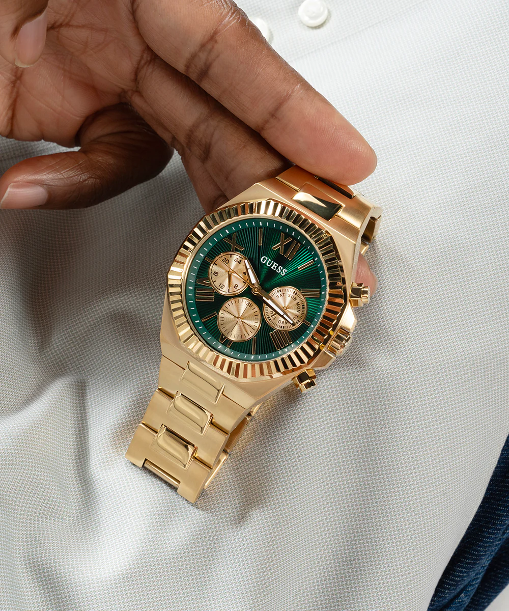 GUESS Equity Mens Gold Tone Multi-function Watch - Image 5