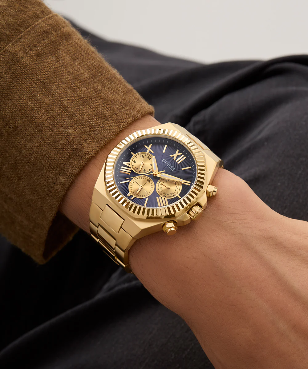 GUESS Equity Mens Gold Tone Multi-function Watch - Image 4