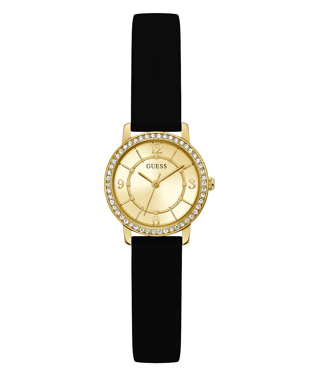 GUESS Ladies Black Gold Tone Analog Watch - Image 6