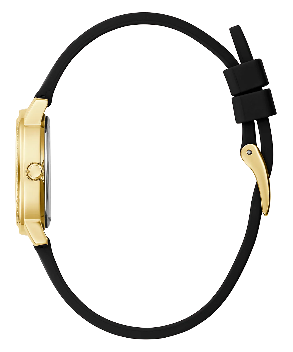 GUESS Ladies Black Gold Tone Analog Watch - Image 7