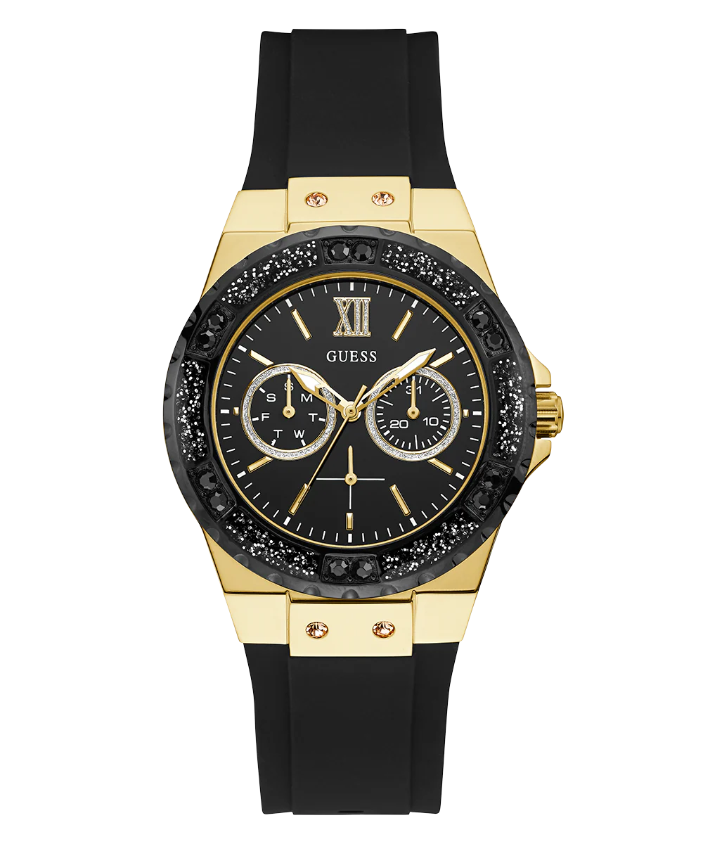 GUESS Ladies Black Gold Tone Multi-function Watch - Image 4