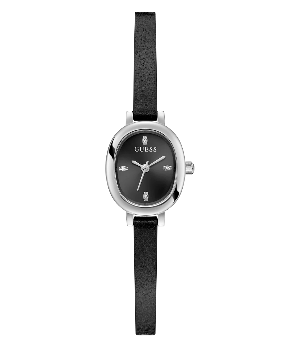 GUESS Ladies Black Silver Tone Analog Watch - Image 4