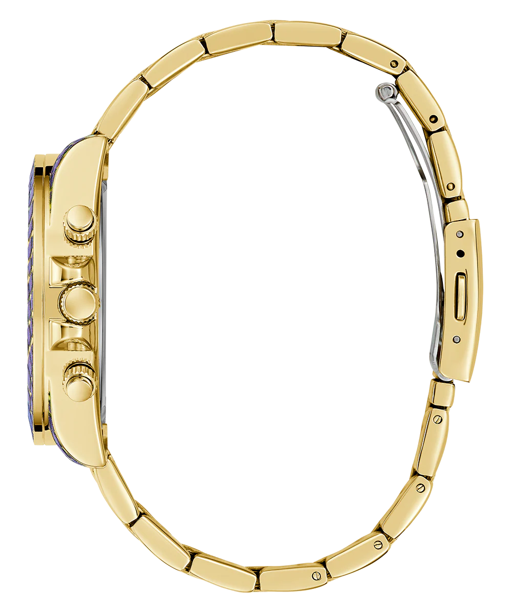 GUESS Ladies Blue Purple Gold Tone Multi-function Watch - Image 8