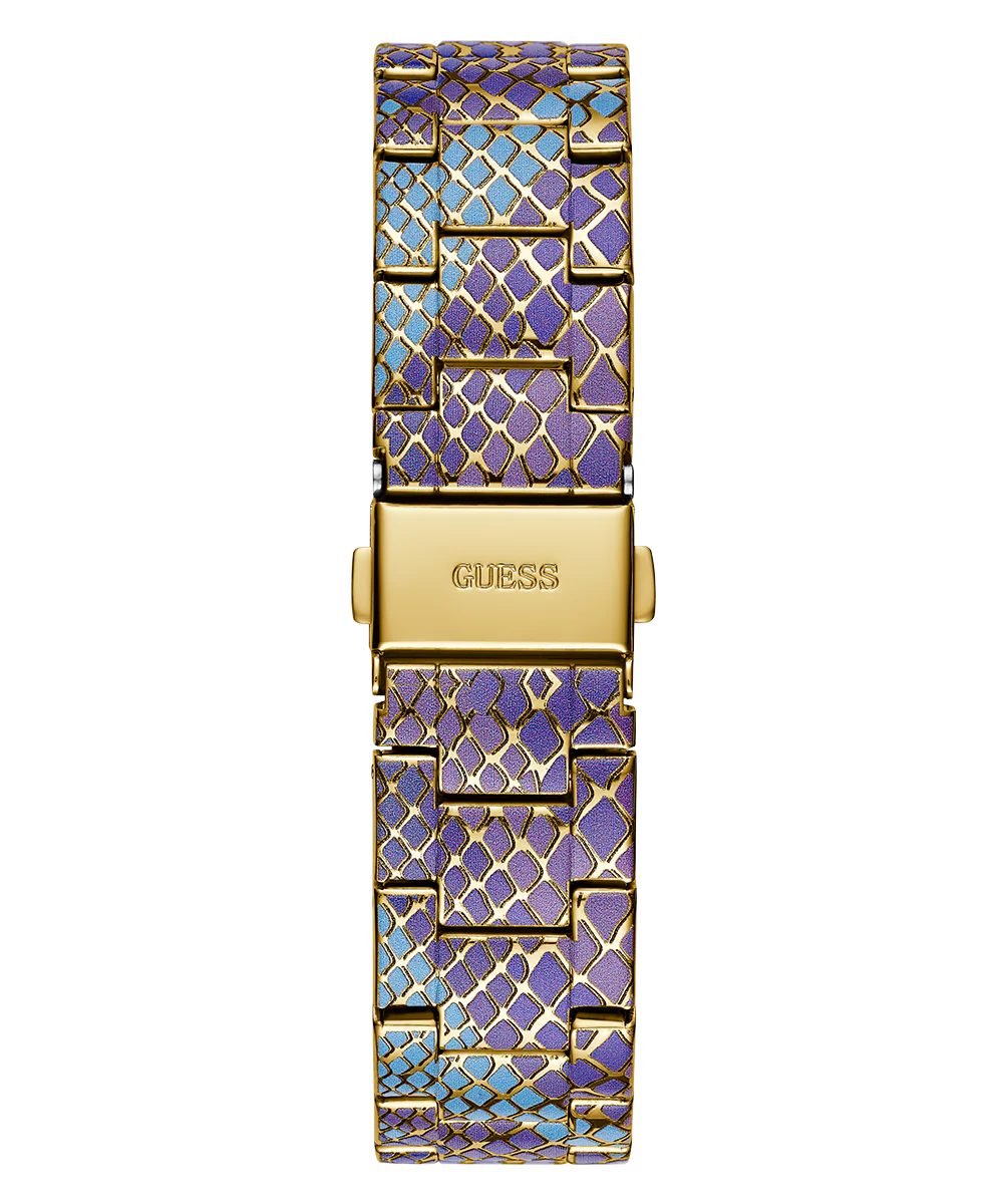 GUESS Ladies Blue Purple Gold Tone Multi-function Watch - Image 9