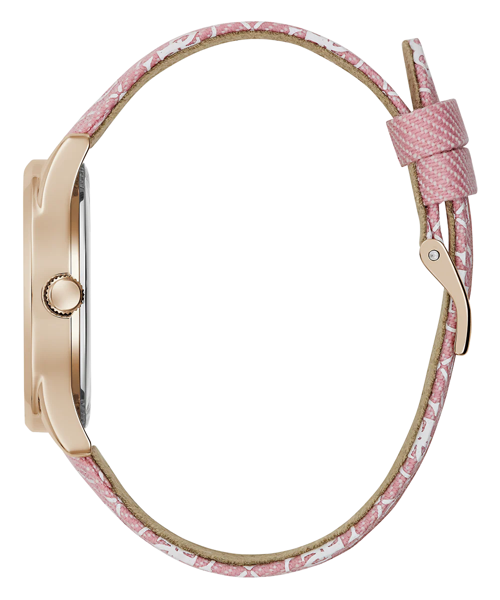 GUESS Ladies Pink Rose Gold Tone Analog Watch - Image 4