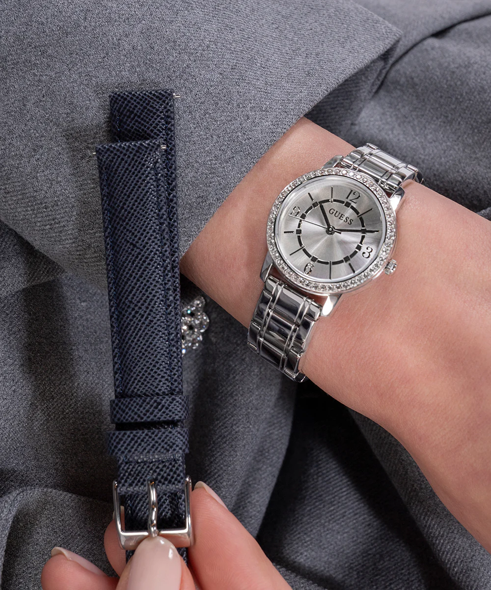 GUESS Ladies Silver Tone Analog Watch Gift Set - Image 3