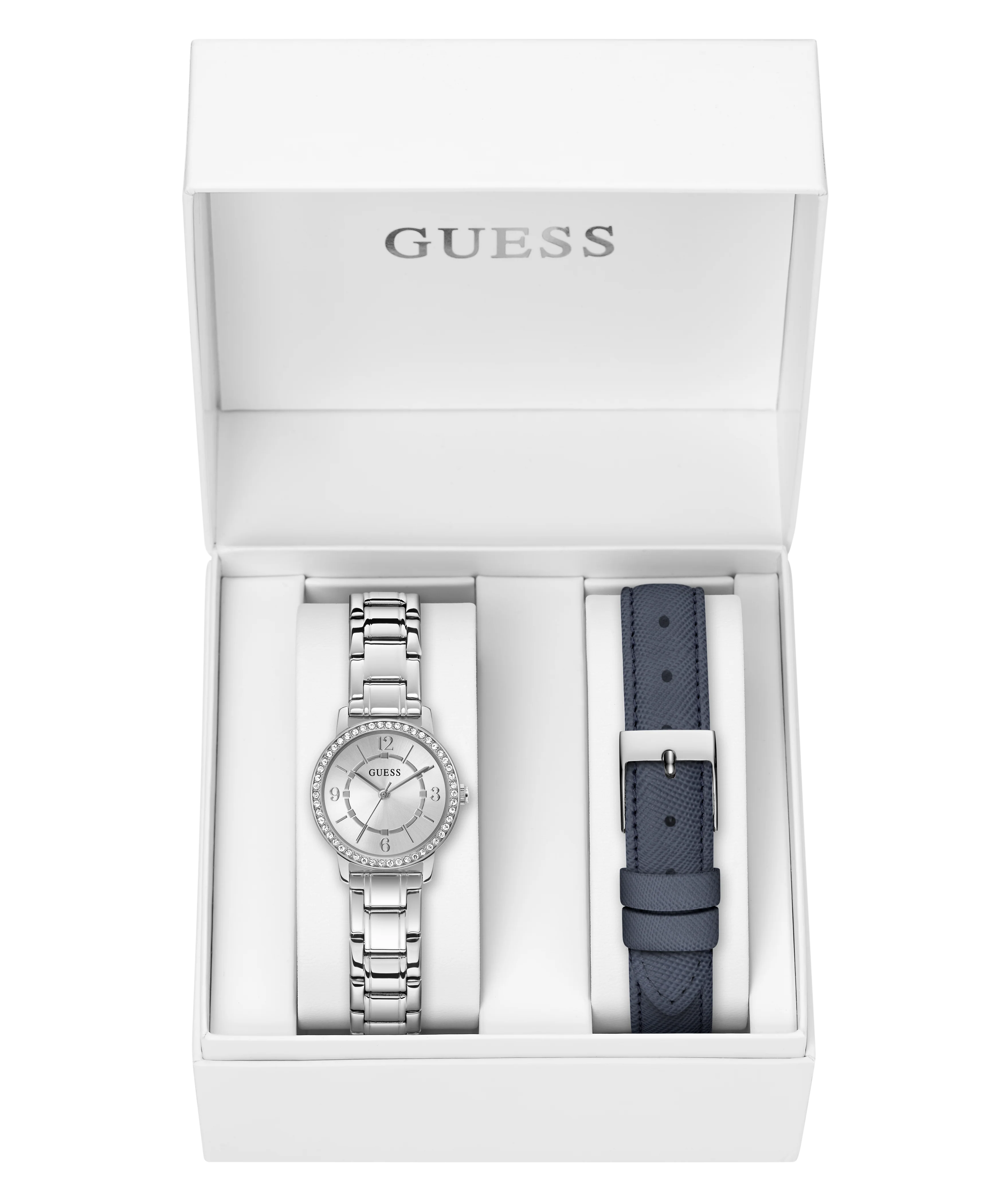 GUESS Ladies Silver Tone Analog Watch Gift Set - Image 7