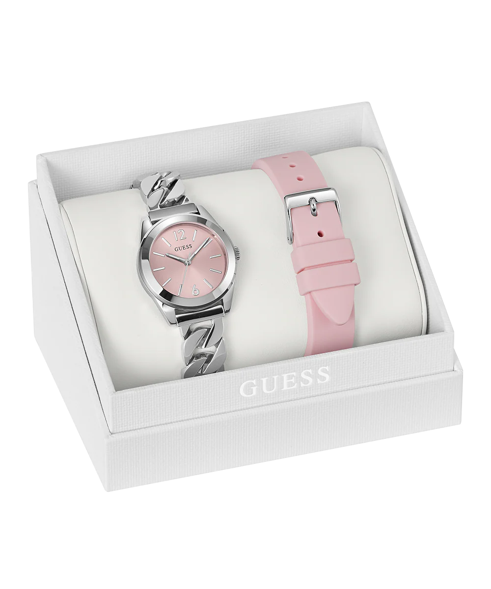 GUESS Ladies Silver Tone Analog Watch Gift Set - Image 6