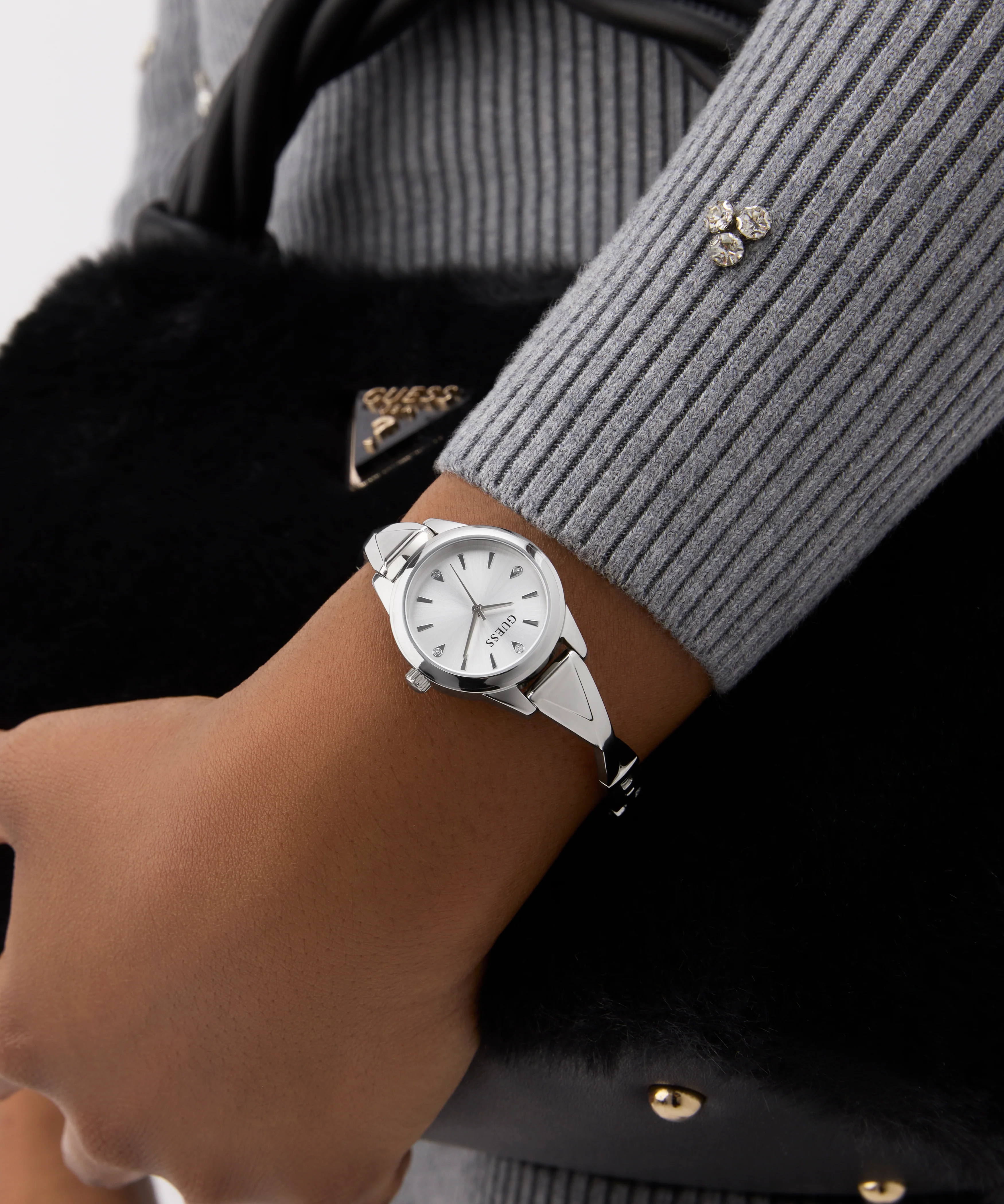 GUESS Ladies Silver Tone Analog Watch Gift Set - Image 5