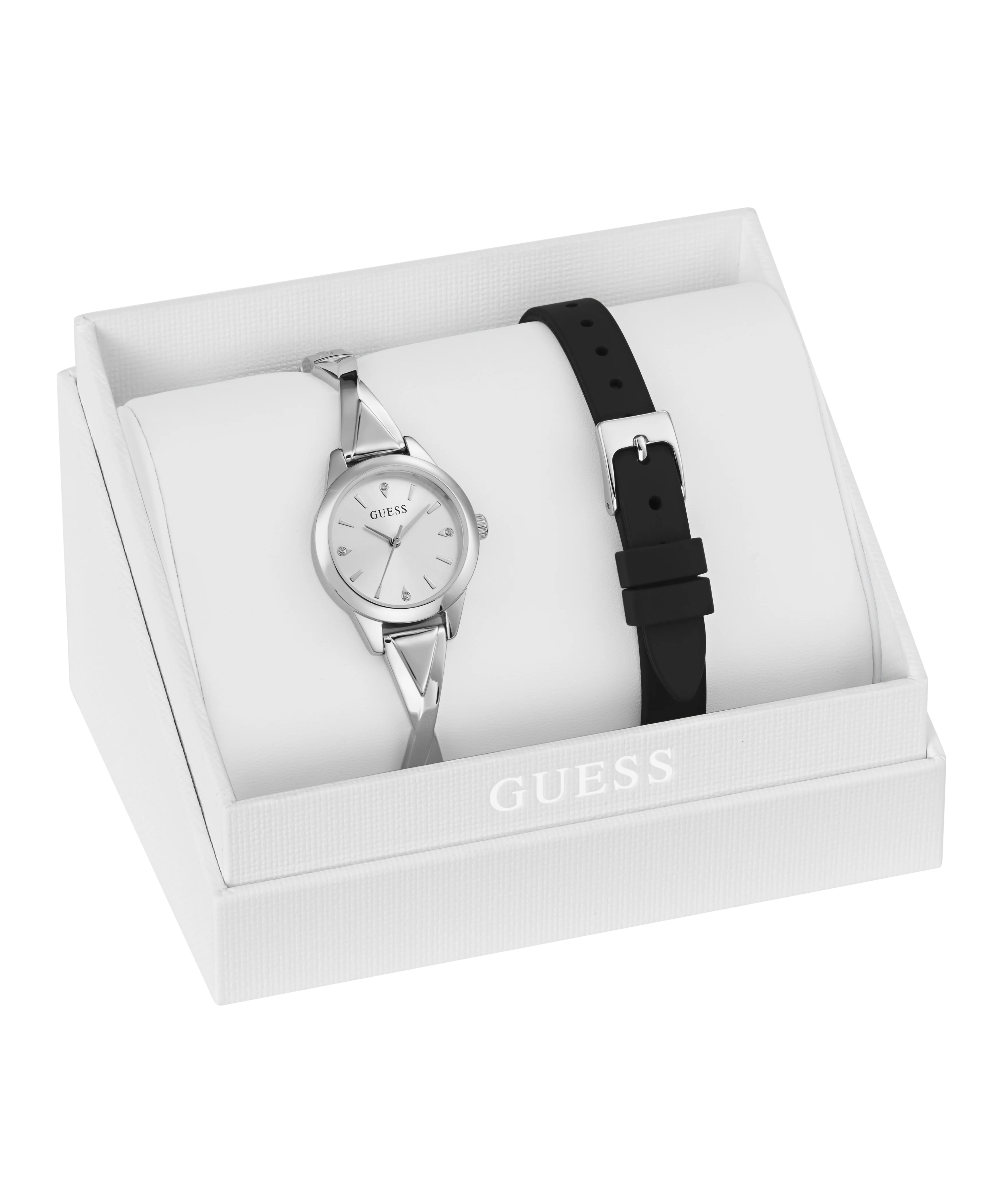 GUESS Ladies Silver Tone Analog Watch Gift Set - Image 8