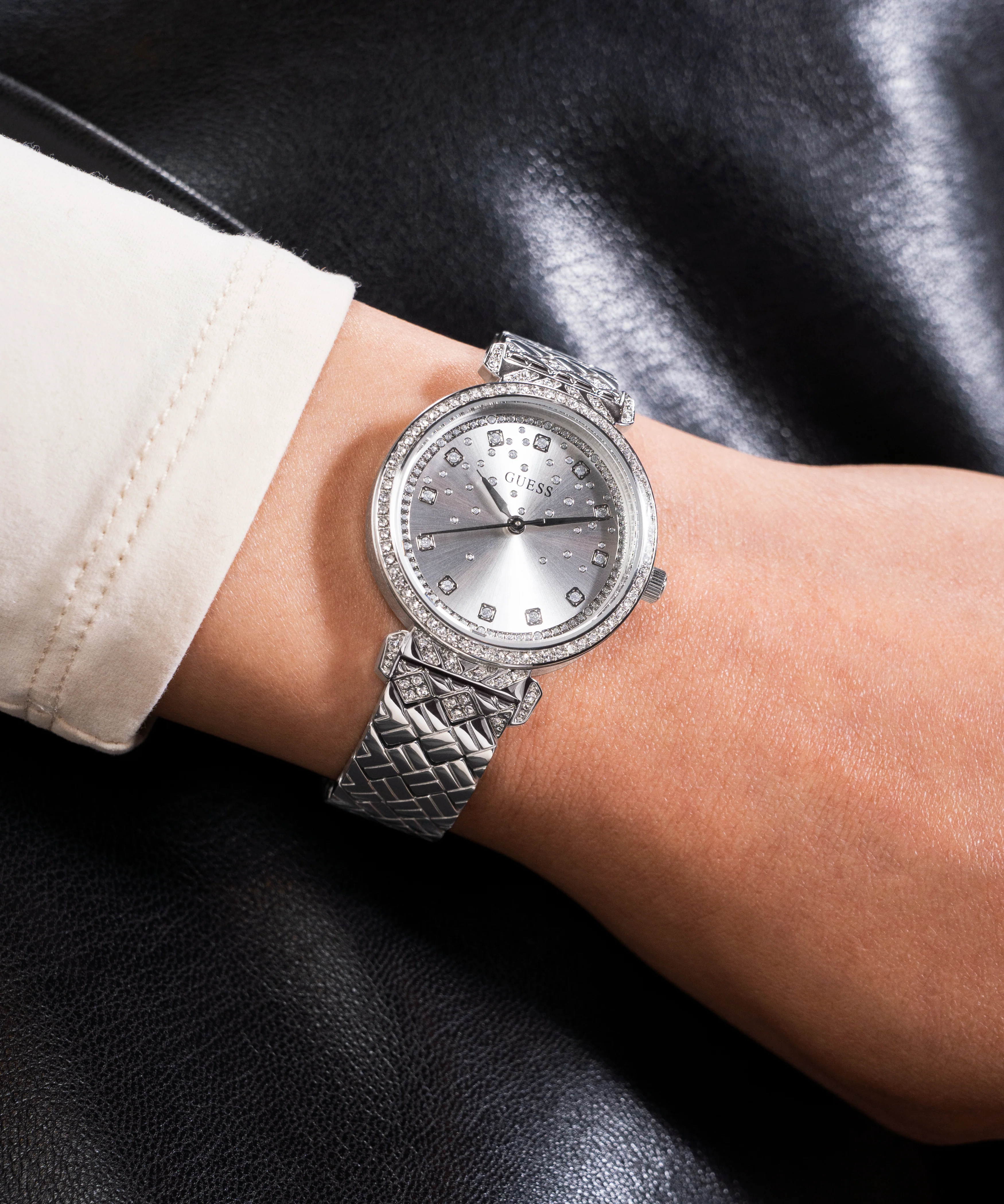 GUESS Ladies Silver Tone Analog Watch - Image 3