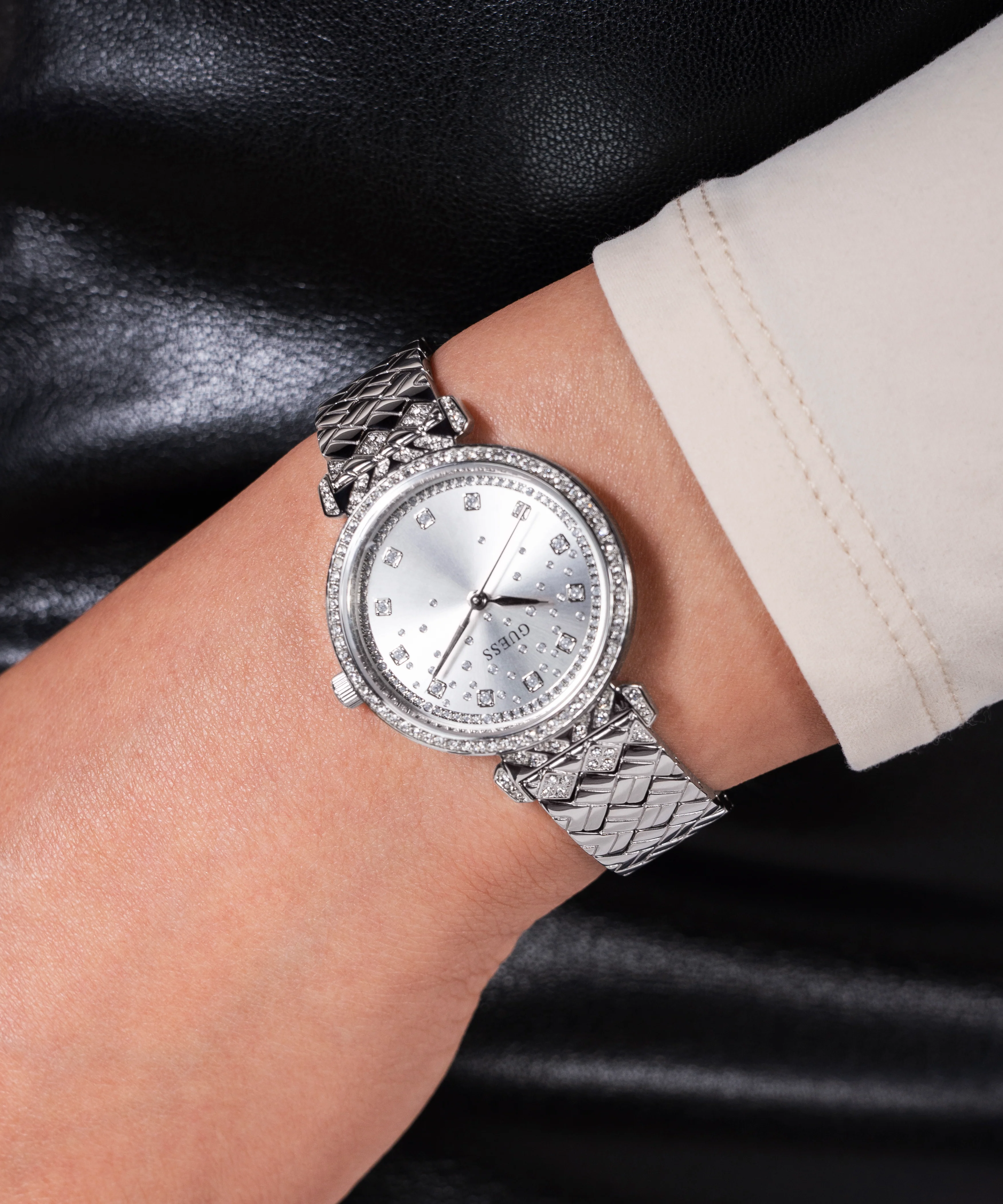 GUESS Ladies Silver Tone Analog Watch - Image 5