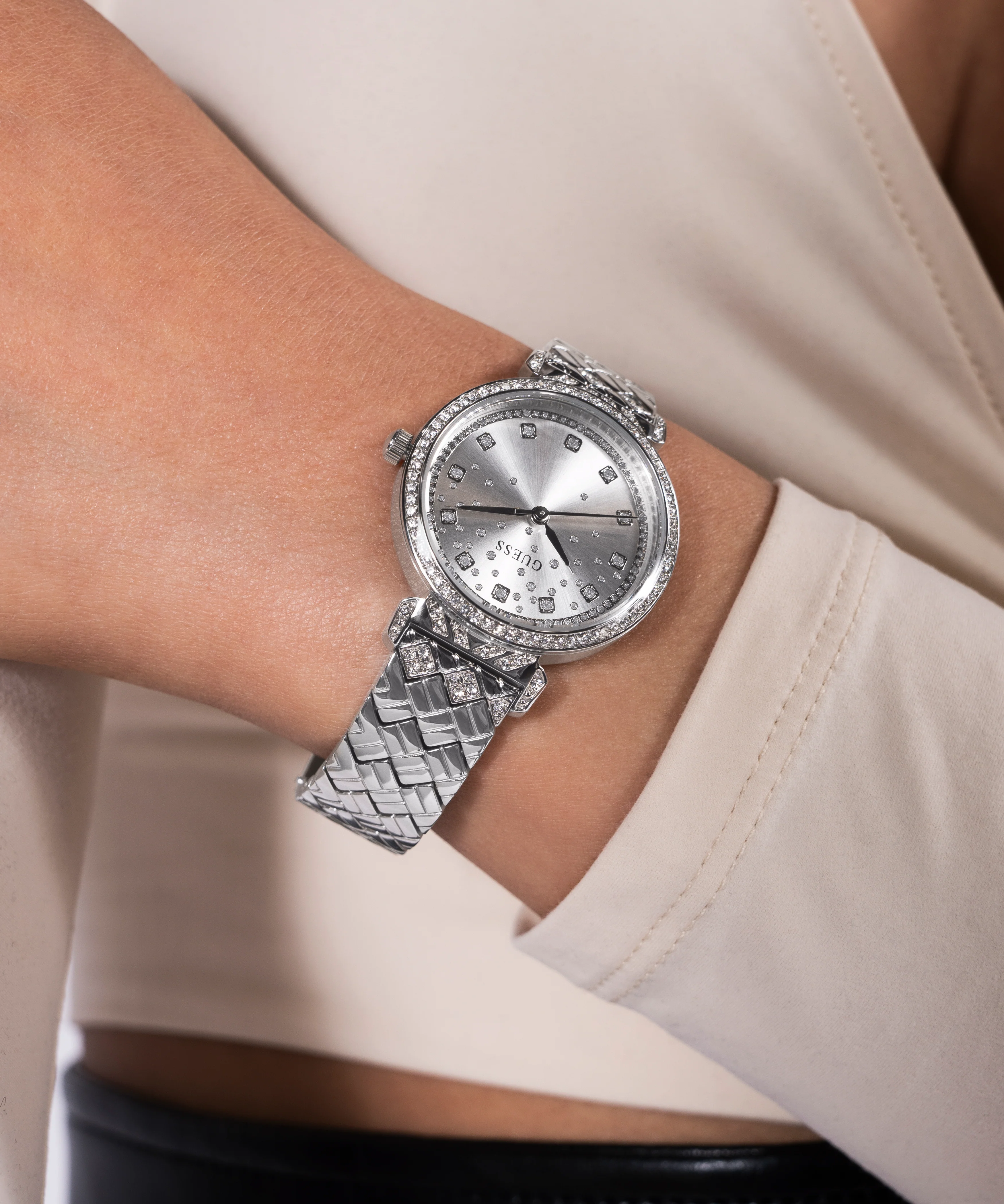 GUESS Ladies Silver Tone Analog Watch - Image 6