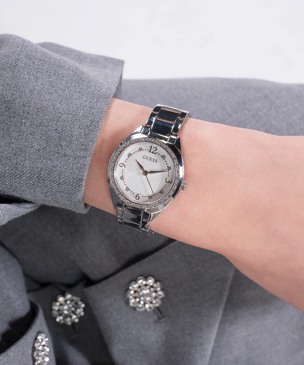 GUESS Ladies Silver Tone Analog Watch - Image 5