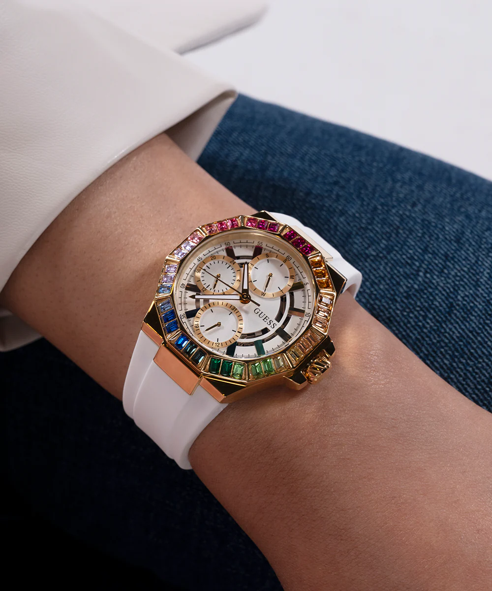 GUESS Ladies White Gold Tone Multi-function Watch - Image 6