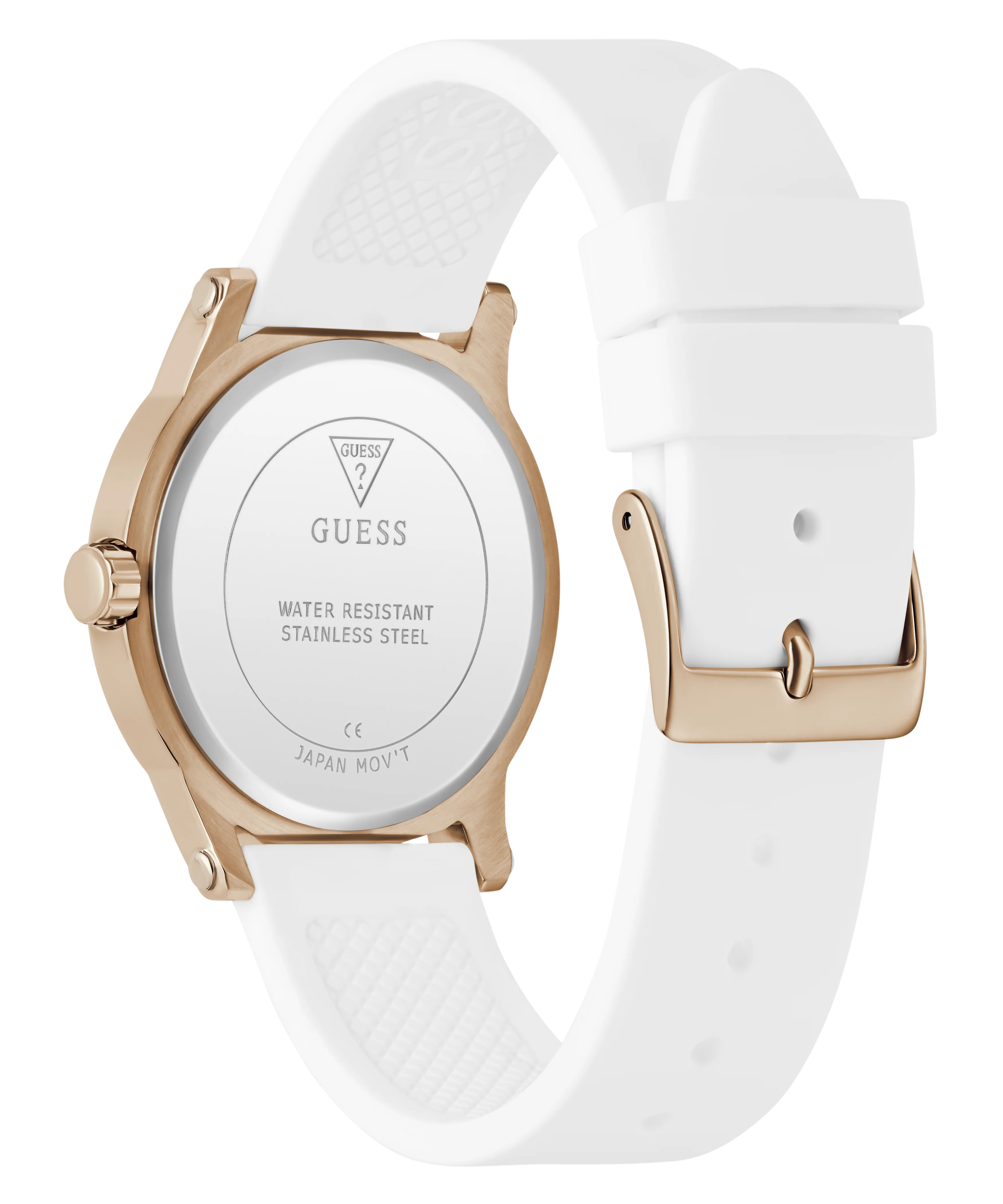 GUESS Ladies White Rose Gold Tone Analog Watch - Image 7