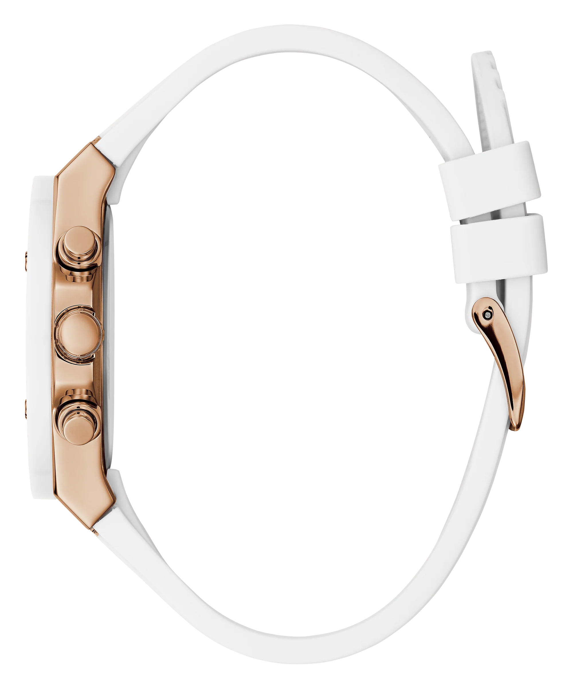 GUESS Ladies White Rose Gold Tone Multi-function Watch - Image 4