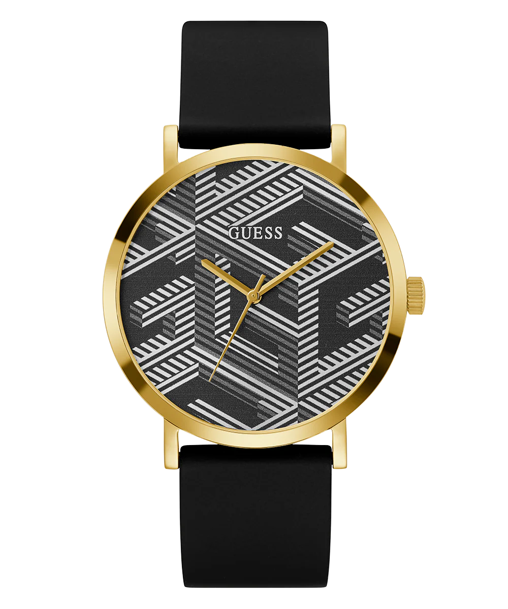 GUESS Mens Black Gold Tone Analog Watch - Image 8