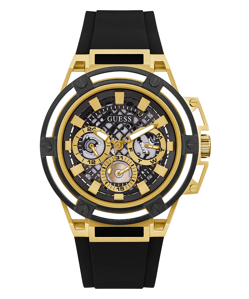 GUESS Mens Black Gold Tone Multi-function Watch - Image 3