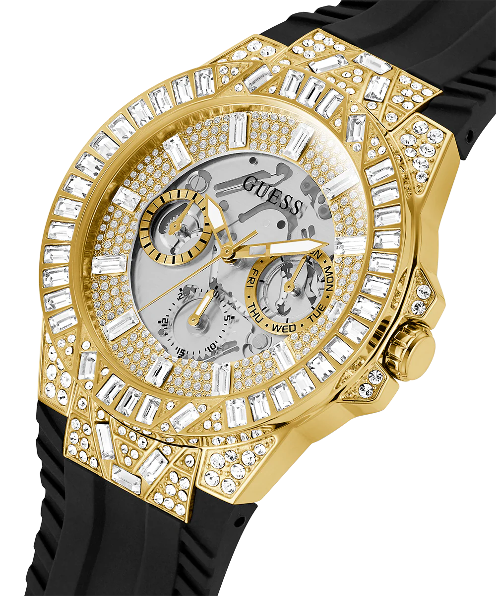 GUESS Mens Black Gold Tone Multi-function Watch - Image 3