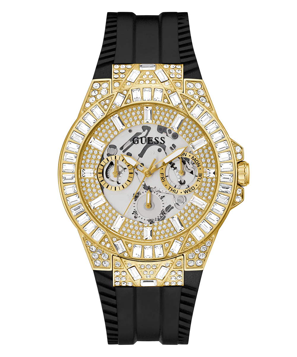 GUESS Mens Black Gold Tone Multi-function Watch - Image 6