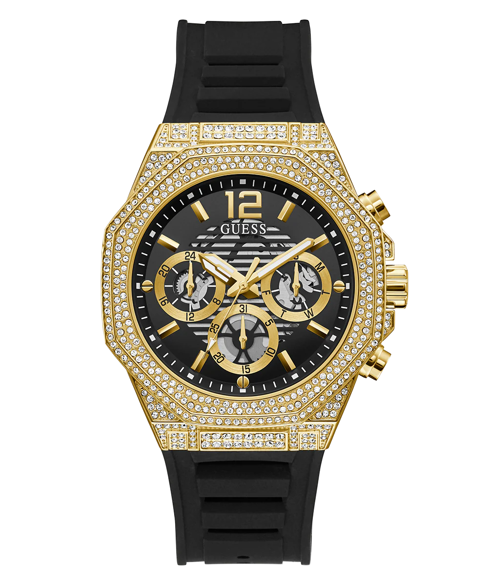 GUESS Mens Black Gold Tone Multi-function Watch - Image 3