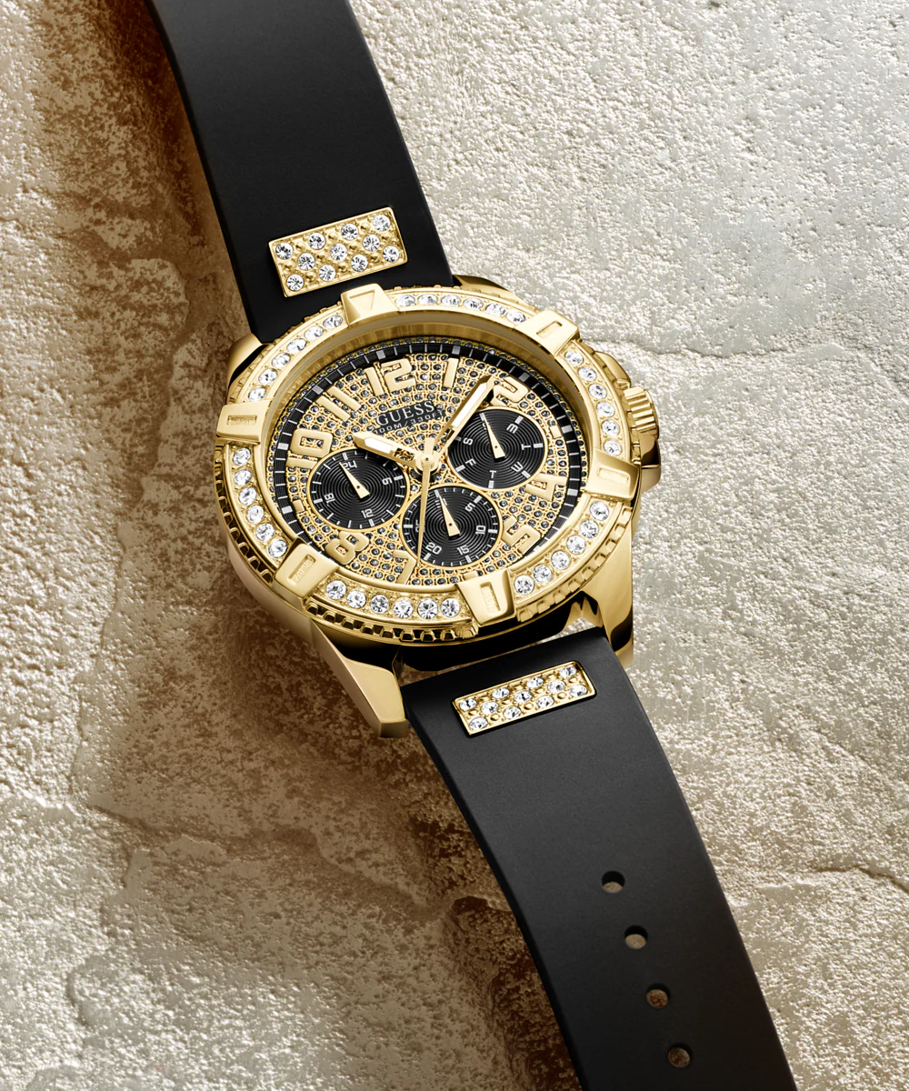 GUESS Mens Black Gold Tone Multi-function Watch - Image 3