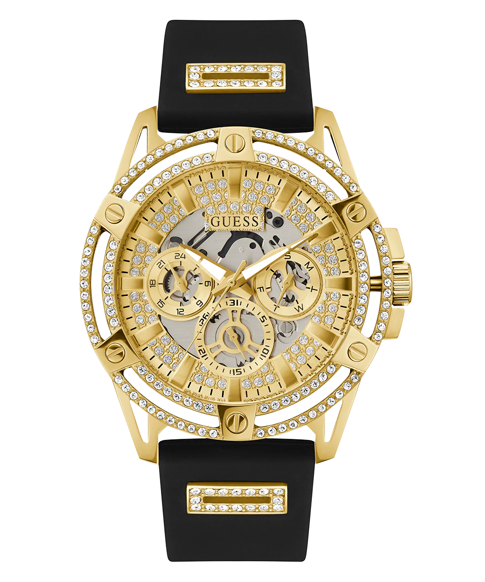 GUESS Mens Black Gold Tone Multi-function Watch - Image 4