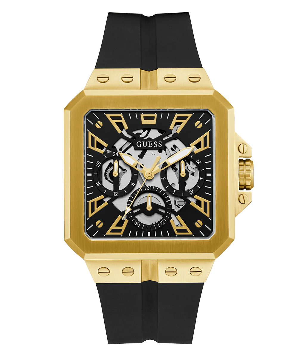 GUESS Mens Black Gold Tone Multi-function Watch - Image 4