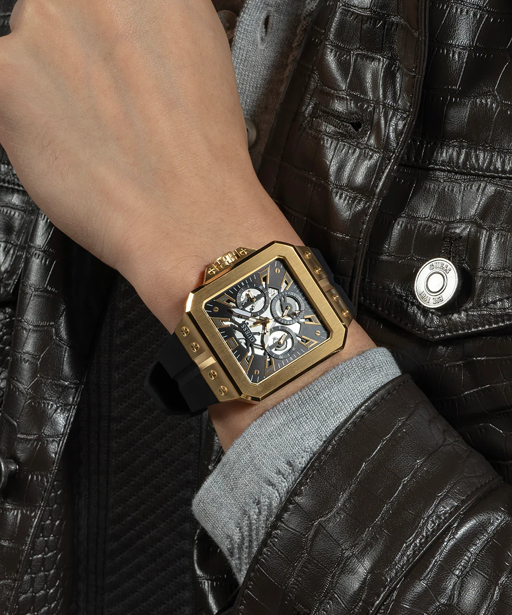 GUESS Mens Black Gold Tone Multi-function Watch - Image 5