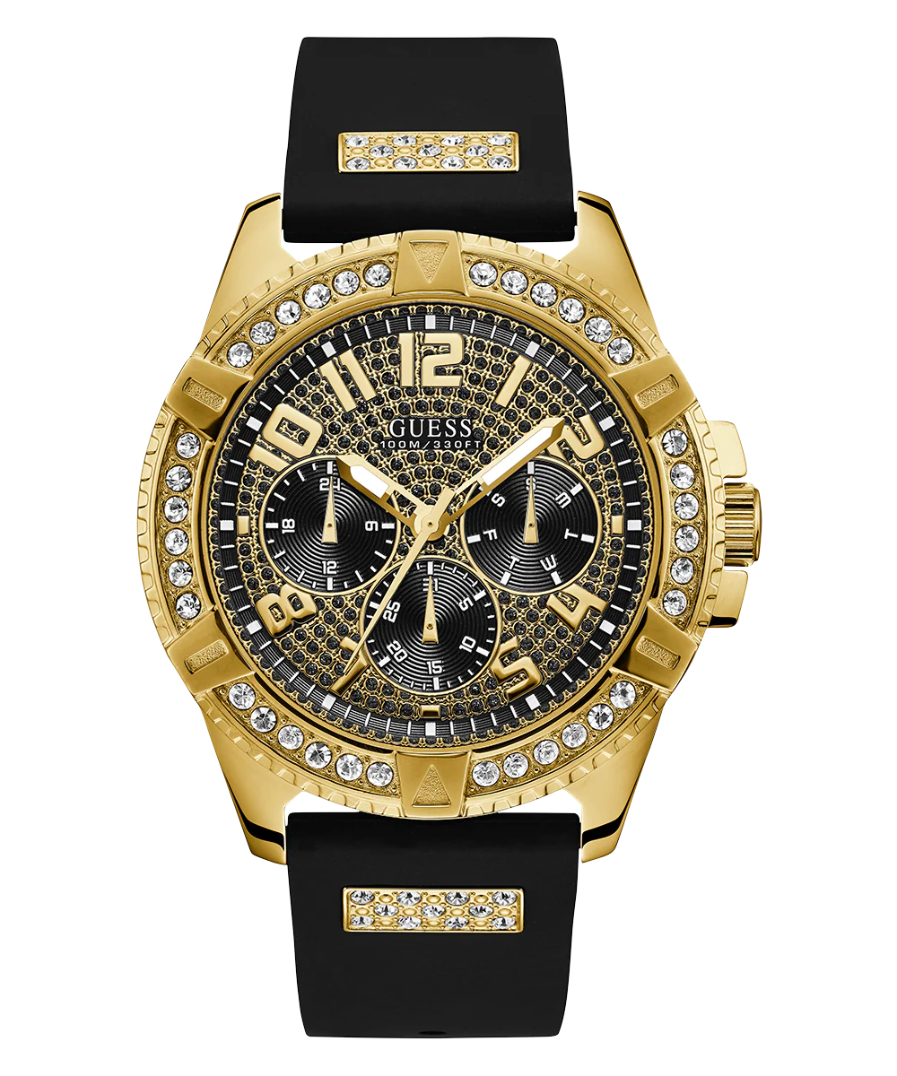 GUESS Mens Black Gold Tone Multi-function Watch - Image 4