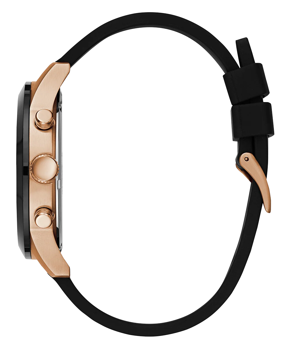 GUESS Mens Black Rose Gold Tone Chronograph Watch - Image 5