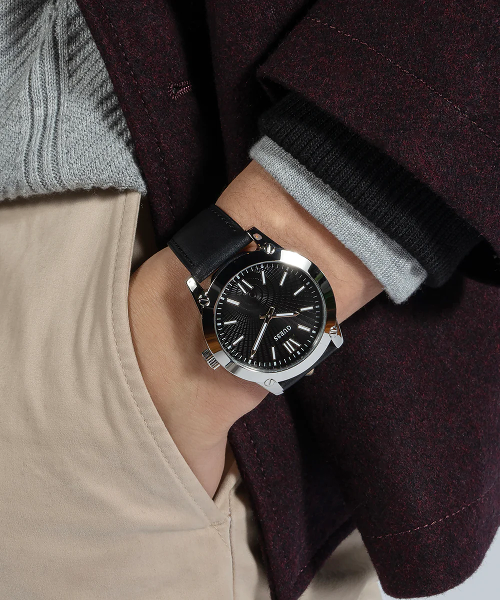 GUESS Mens Black Silver Analog Watch - Image 4