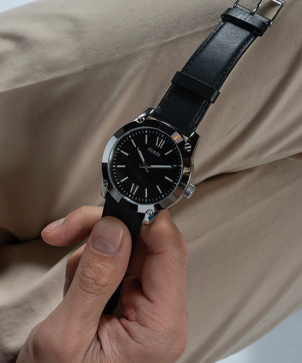 GUESS Mens Black Silver Analog Watch - Image 6