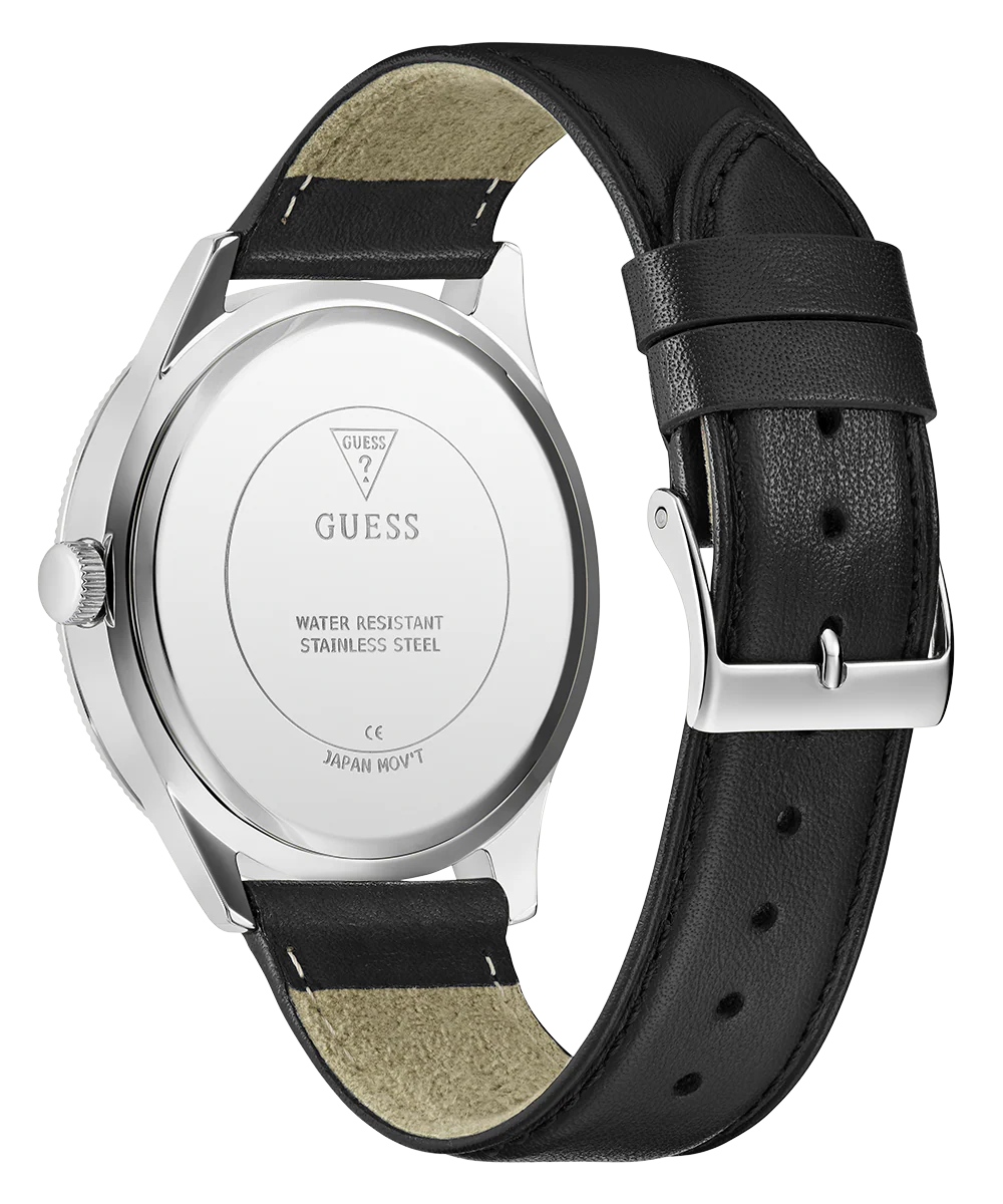 GUESS Mens Black Silver Tone Analog Watch Gift Set - Image 6