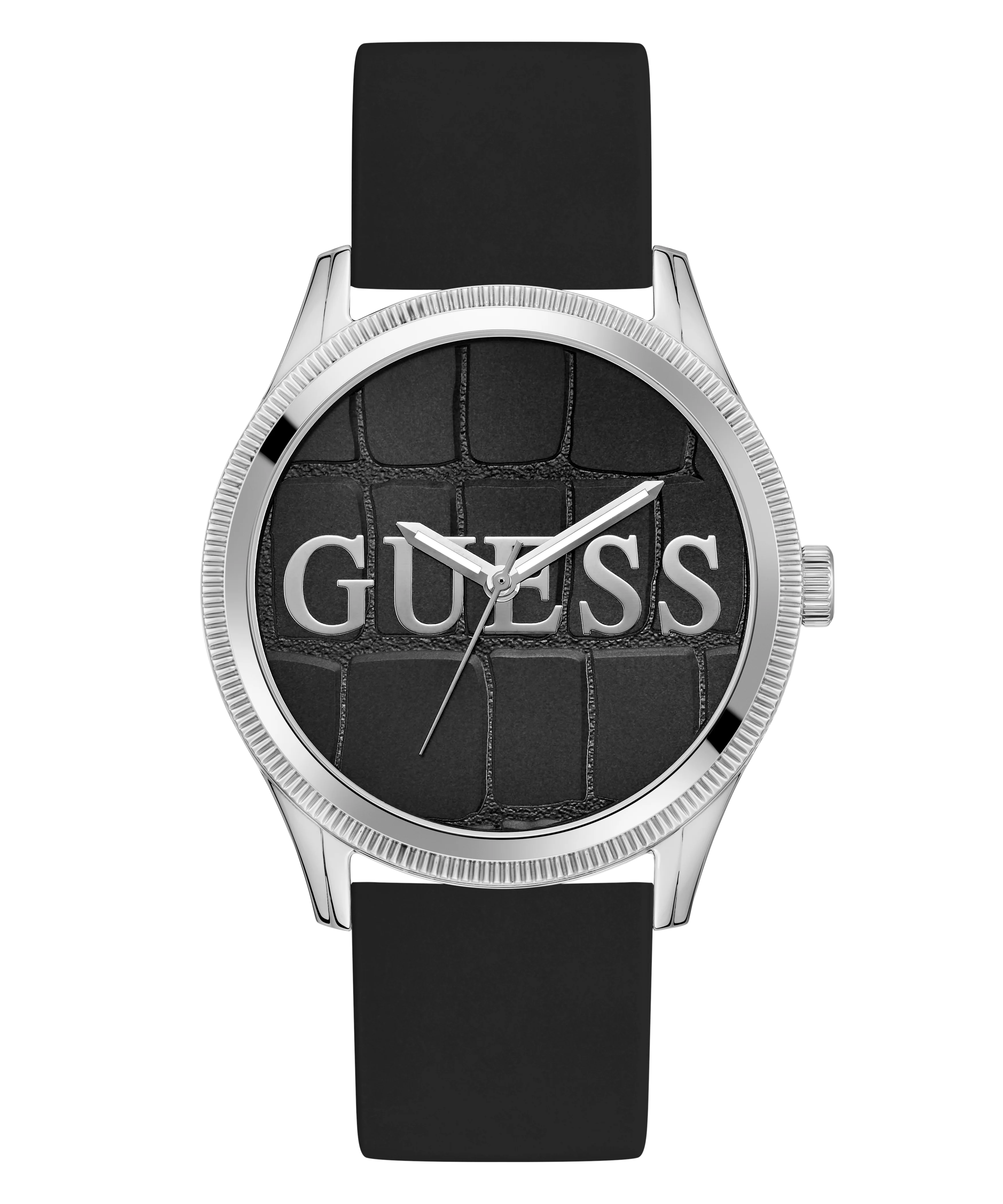 GUESS Mens Black Silver Tone Analog Watch - Image 4