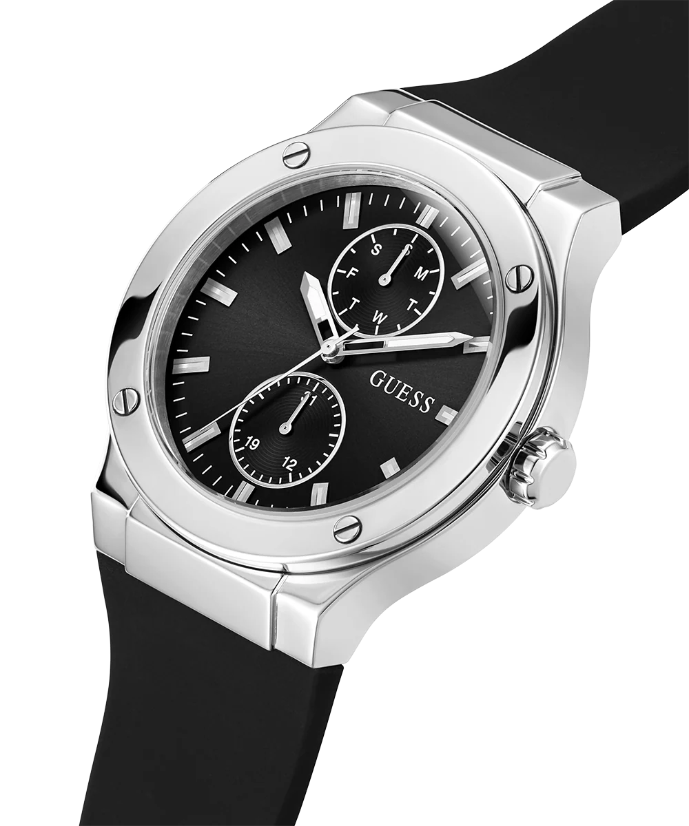 GUESS Mens Black Silver Tone Multi-function Watch - Image 3