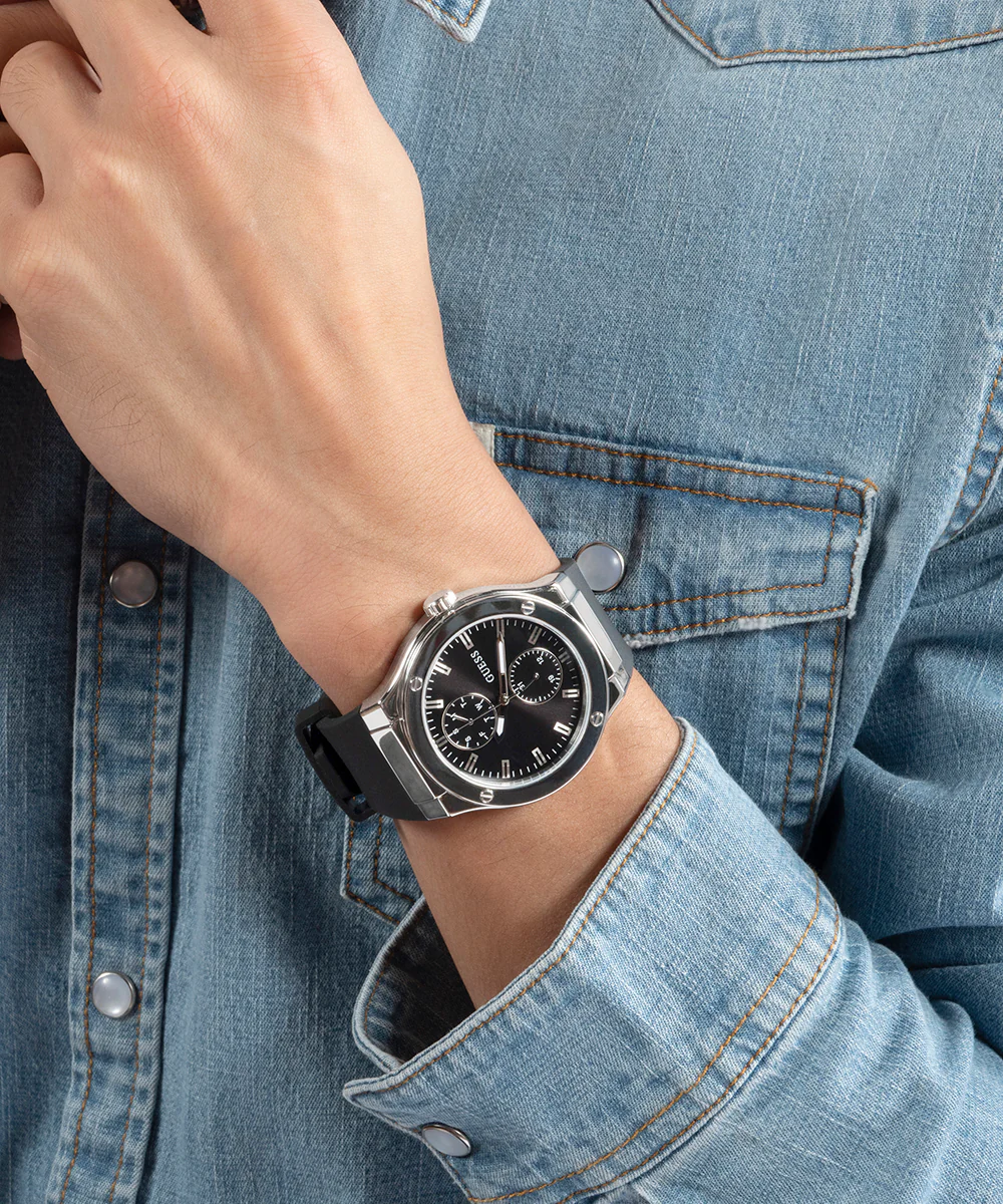 GUESS Mens Black Silver Tone Multi-function Watch - Image 5