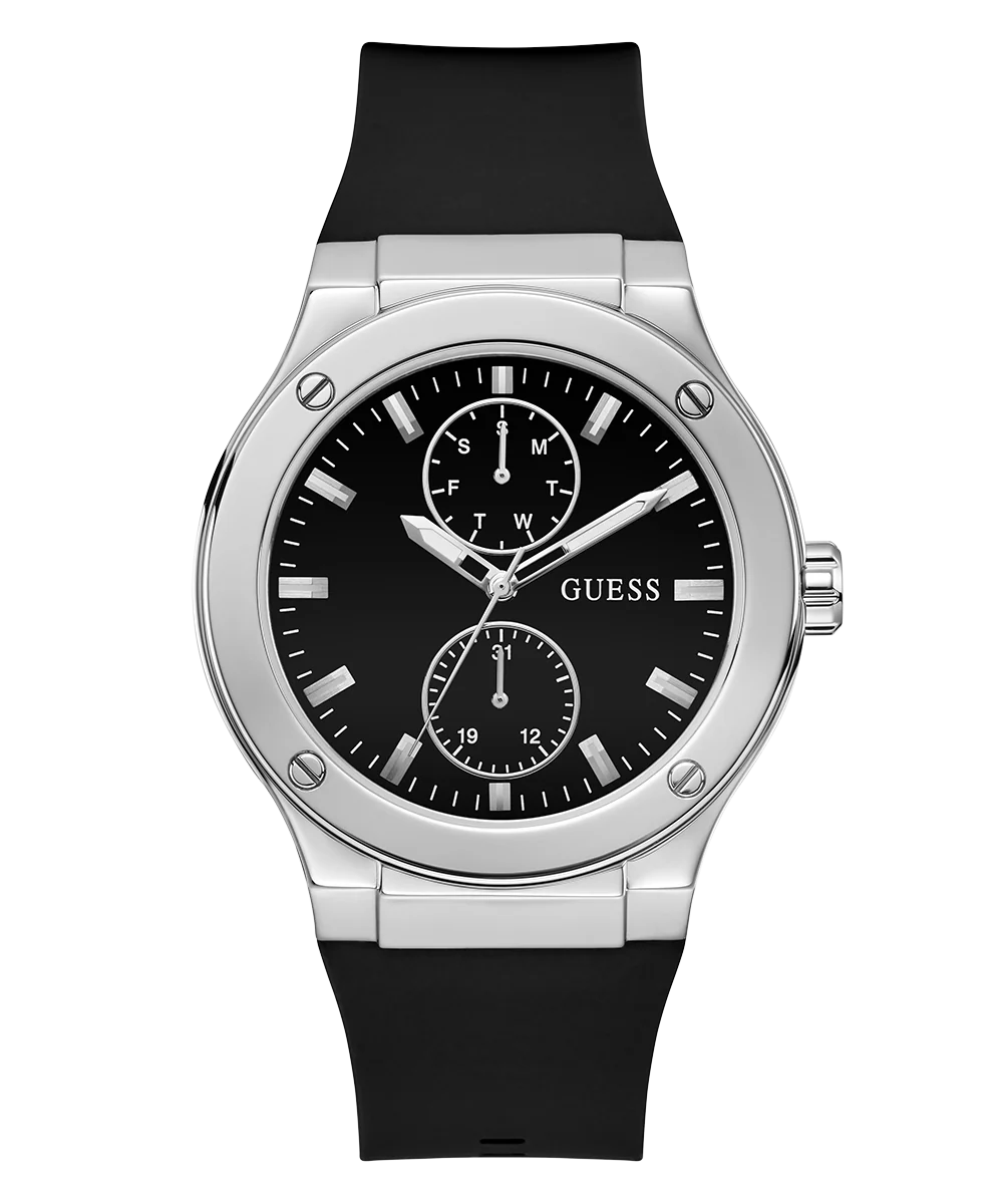 GUESS Mens Black Silver Tone Multi-function Watch - Image 7
