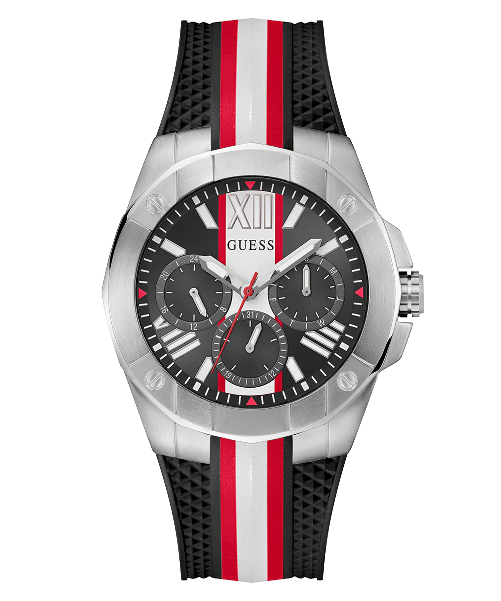 GUESS Mens Black Silver Tone Multi-function Watch - Image 5