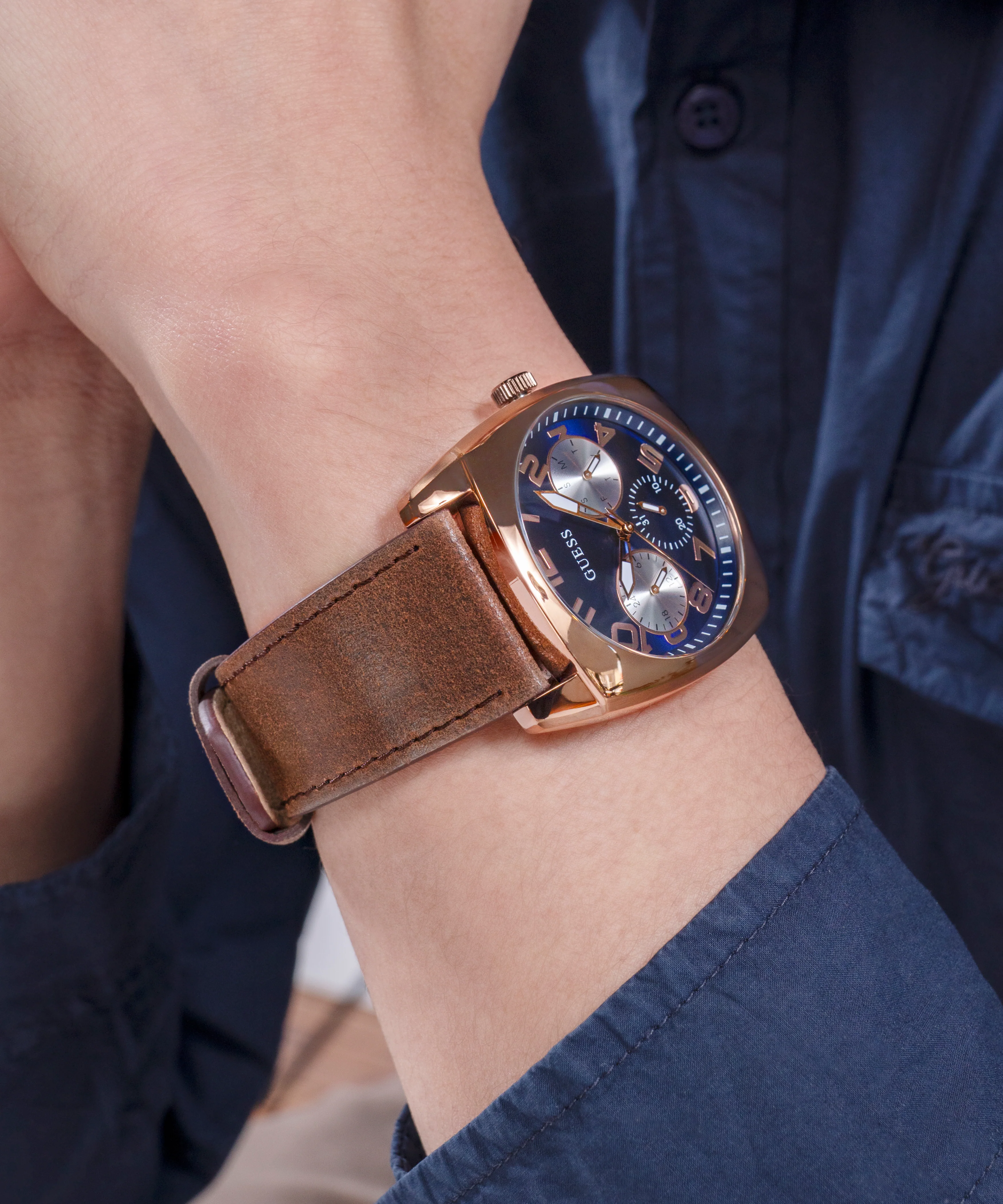 GUESS Mens Brown Coffee Multi-function Watch - Image 4