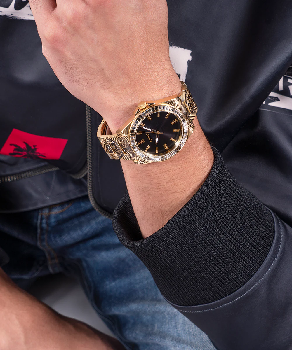 GUESS Mens Gold Tone Analog Watch - Image 3