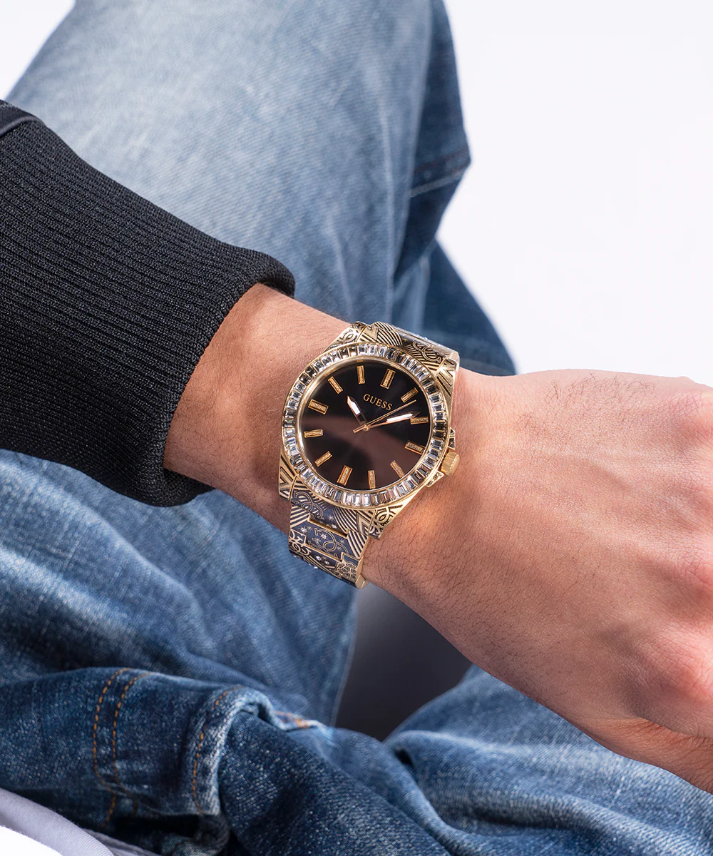 GUESS Mens Gold Tone Analog Watch - Image 5