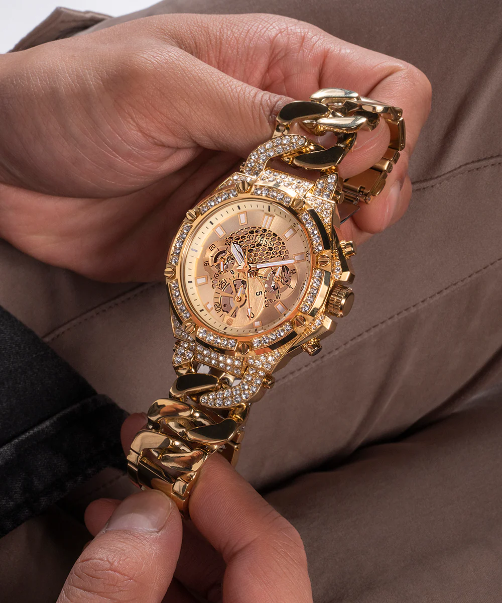 GUESS Mens Gold Tone Multi-function Watch - Image 4