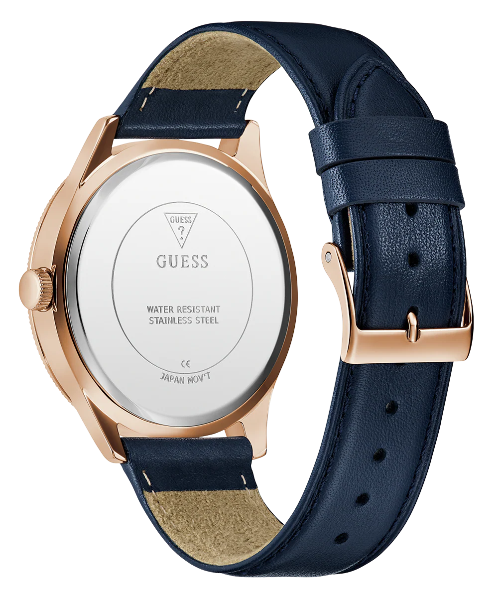 GUESS Mens Navy Rose Gold Tone Analog Watch - Image 7