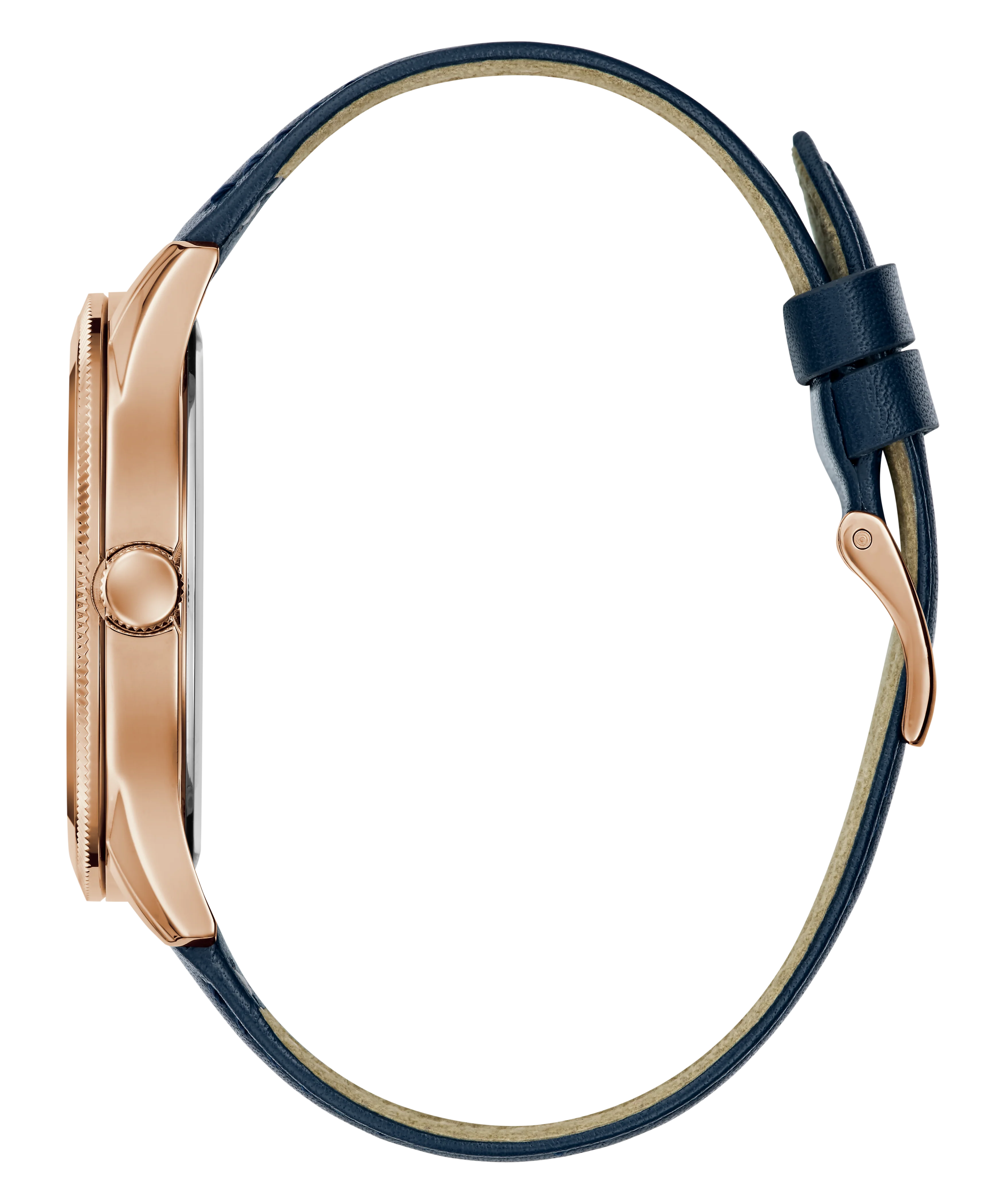 GUESS Mens Navy Rose Gold Tone Analog Watch - Image 8