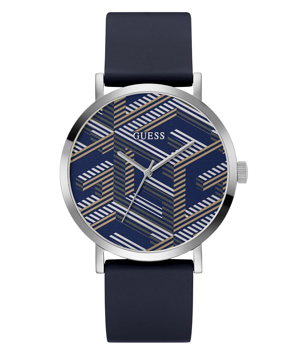 GUESS Mens Navy Silver Tone Analog Watch - Image 4