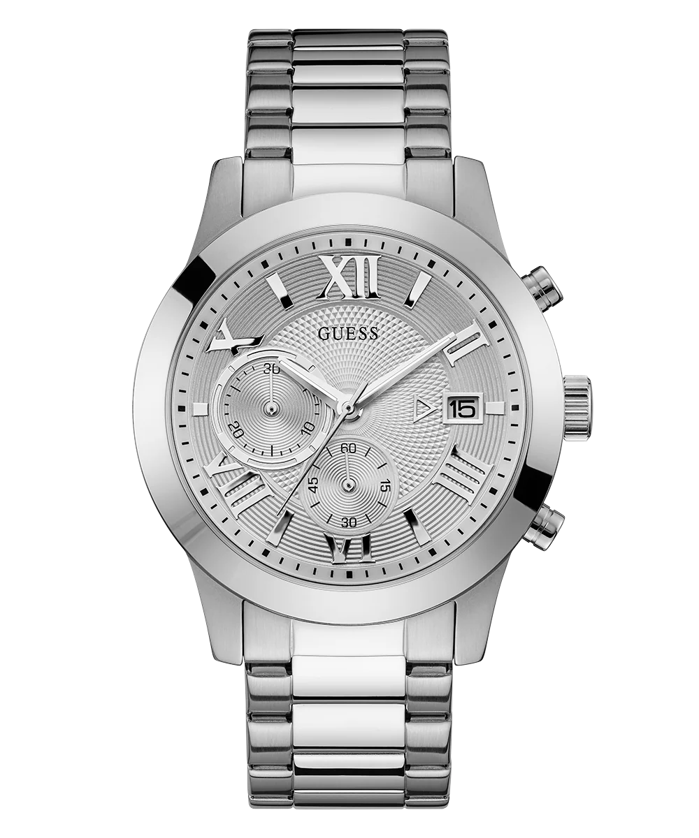 GUESS Mens Silver Tone Chronograph Watch - Image 3
