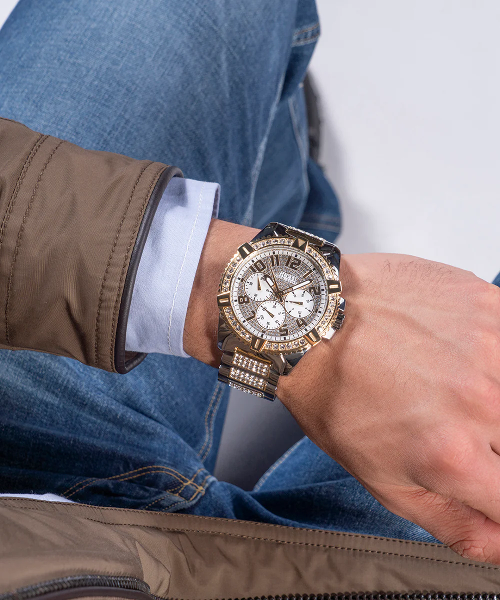 GUESS Mens Silver Tone/Gold Tone Multi-function Watch - Image 3