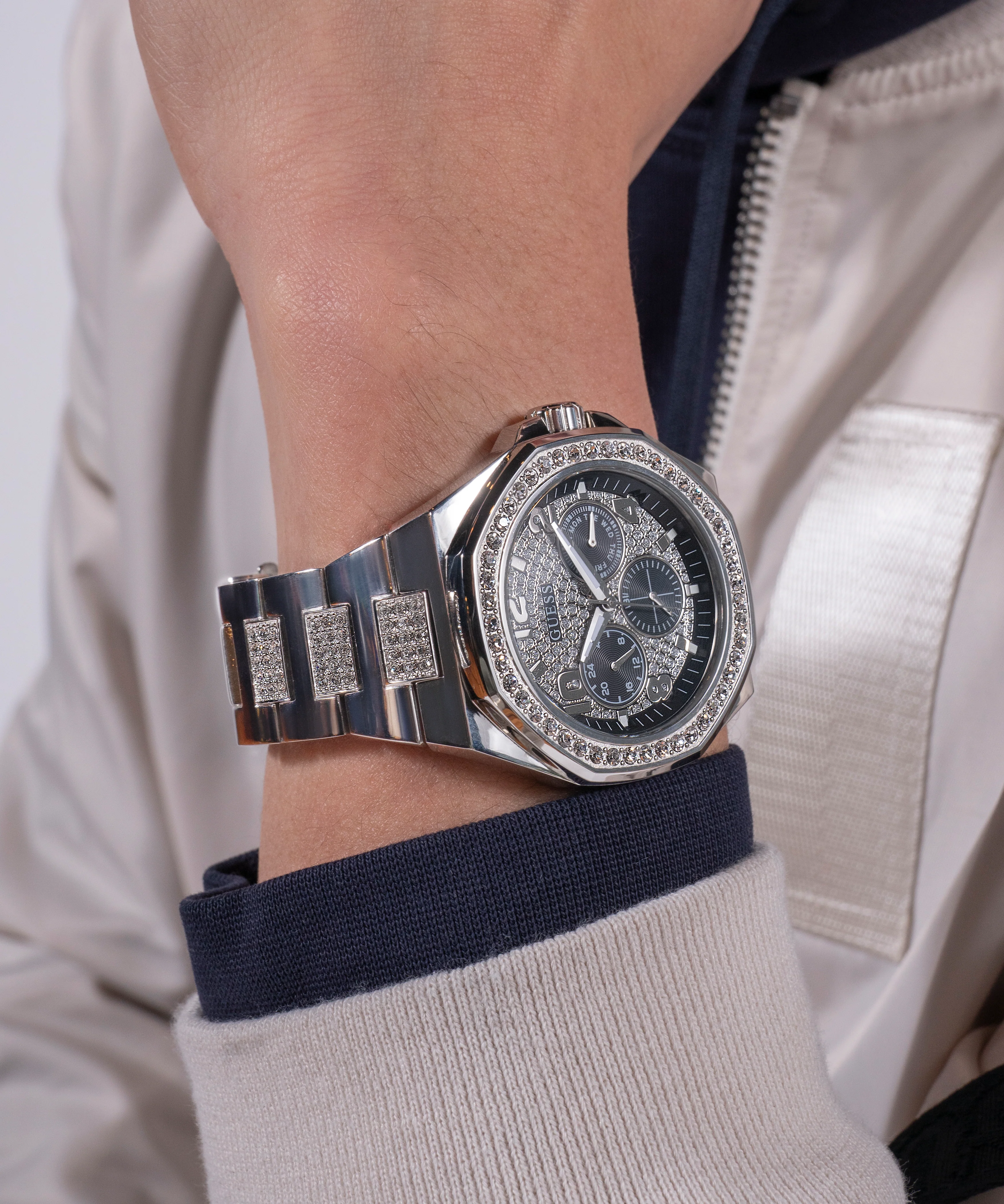 GUESS Mens Silver Tone Multi-function Watch - Image 3